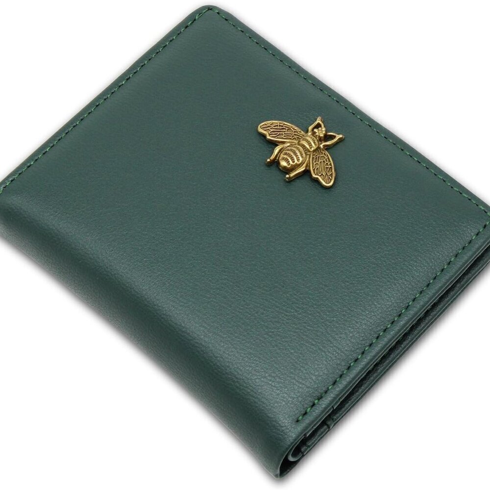 Women Wallet RFID Block Bifold Slim Compact Credit Card Purse Dark Green